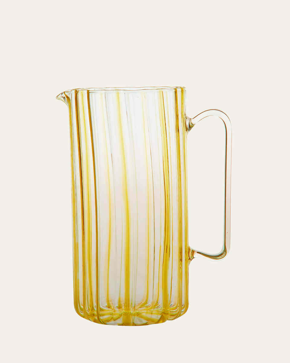 Ribbed Tall Straight Glass Pitcher, Amber